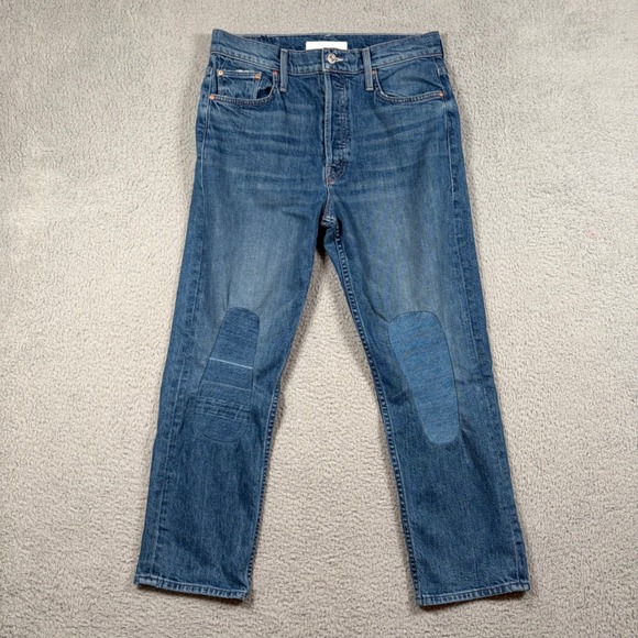 Mother Superior The Tomcat Jeans Kneeling On Stones Blue Straight Leg Size 29